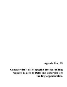 Agenda Item #9 Consider Draft List of Specific Project Funding Requests