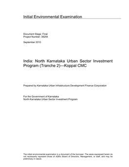 North Karnataka Urban Sector Investment Program (Tranche 2)—Koppal CMC