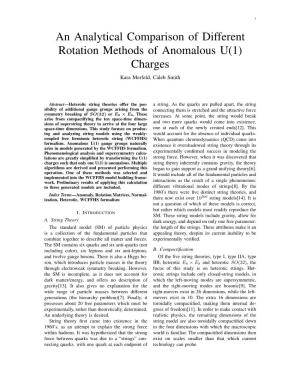 An Analytical Comparison of Different Rotation Methods of Anomalous U(1) Charges Kara Merfeld, Caleb Smith