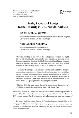 Brain, Brow, and Booty: Latina Iconicity in U.S. Popular Culture
