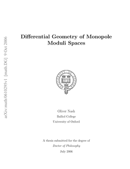 Differential Geometry of Monopole Moduli Spaces