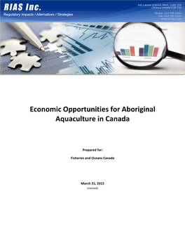 Economic Opportunities for Aboriginal Aquaculture in Canada