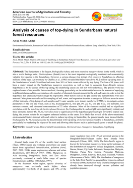 Analysis of Causes of Top-Dying in Sundarbans Natural Forest Resources