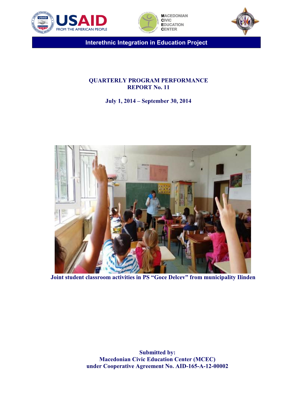 MCEC IIEP Quarterly Report #11 Jul Sep 2014