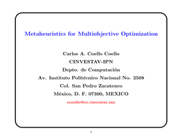 Metaheuristics for Multiobjective Optimization
