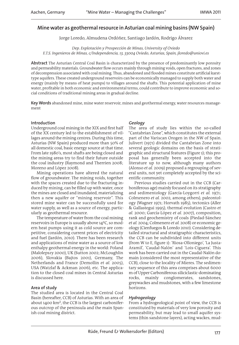 Mine Water As Geothermal Resource in Asturian Coal Mining Basins (NW Spain)