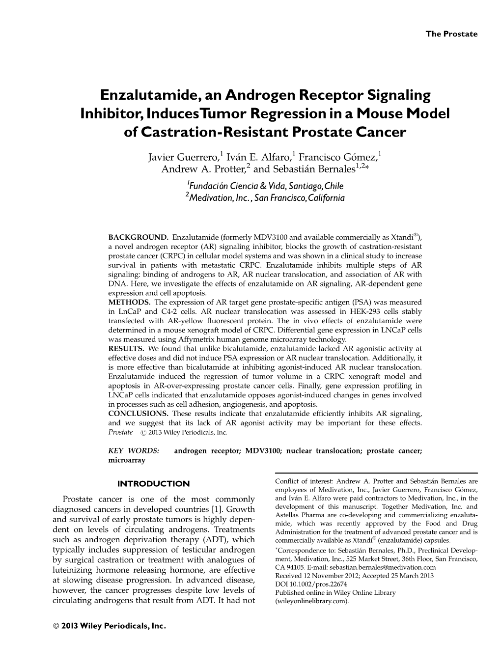 Enzalutamide, an Androgen Receptor Signaling Inhibitor, Induces Tumor