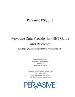 Pervasive Data Provider for .NET Guide and Reference