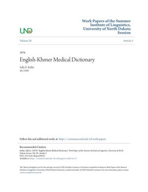 English-Khmer Medical Dictionary Sally E