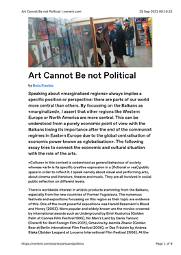 Art Cannot Be Not Political | Norient.Com 25 Sep 2021 09:10:22