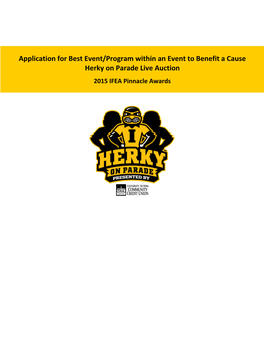 Application for Best Event/Program Within an Event to Benefit a Cause Herky on Parade Live Auction