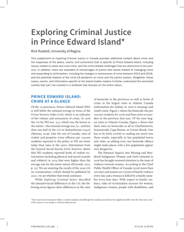 Exploring Criminal Justice in Prince Edward Island* Rick Ruddell, University of Regina