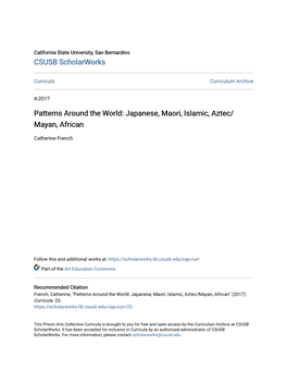 Patterns Around the World: Japanese, Maori, Islamic, Aztec/ Mayan, African