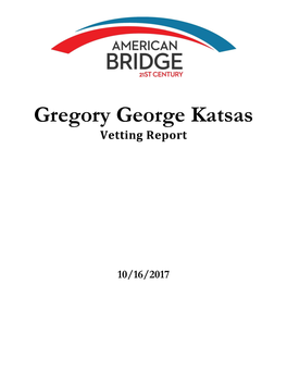 Gregory George Katsas Vetting Report