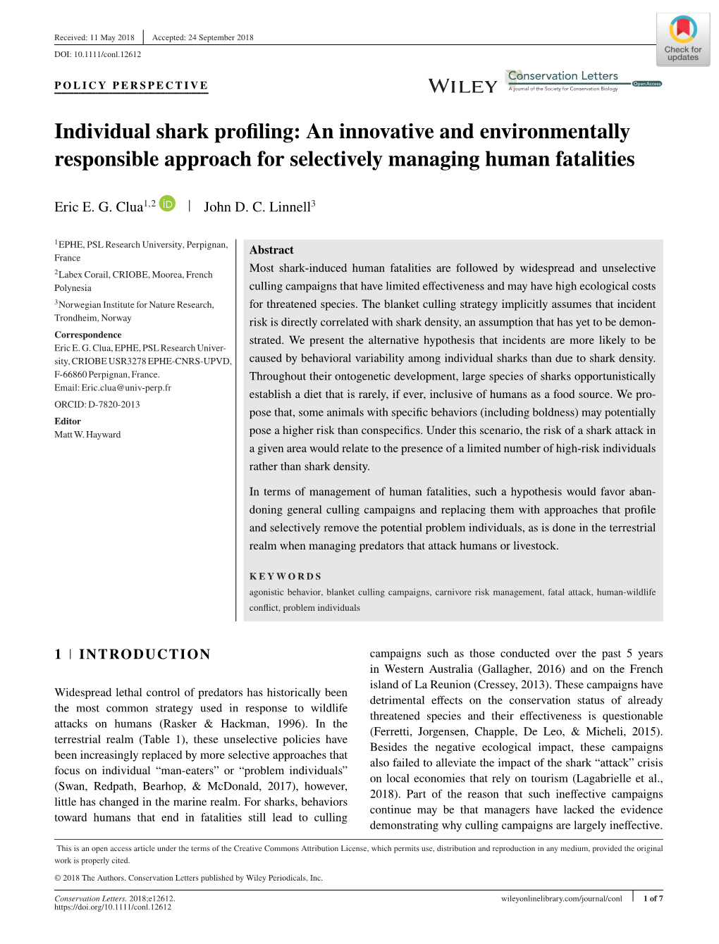 Individual Shark Profiling: an Innovative and Environmentally