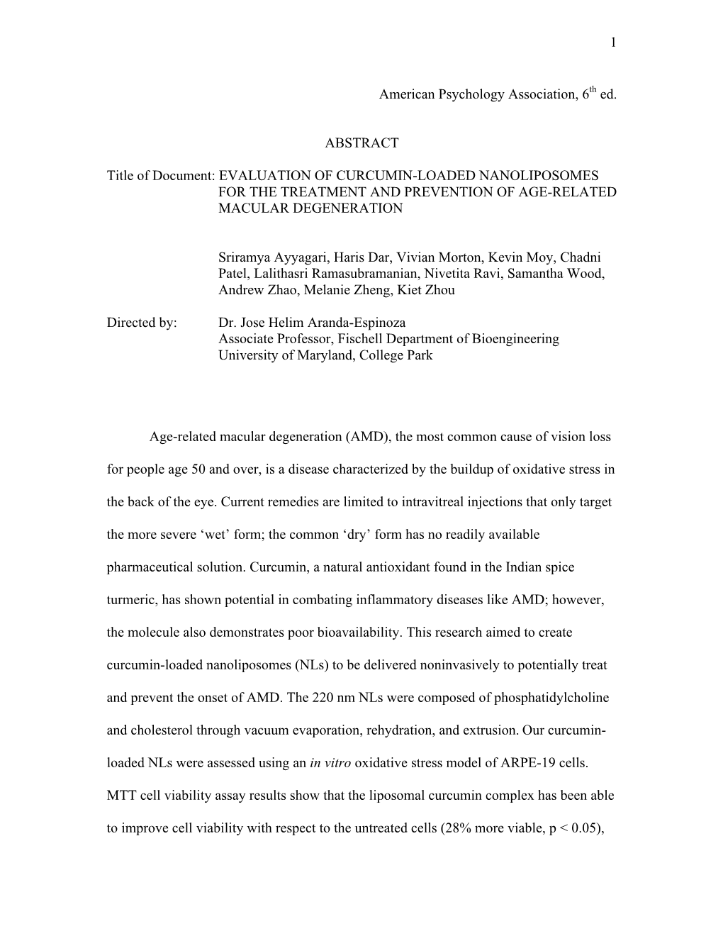 Evaluation of Curcumin-Loaded Nanoliposomes for the Treatment and Prevention of Age-Related Macular Degeneration