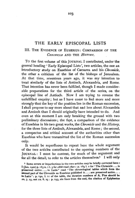 The Early Episcopal Lists Iii