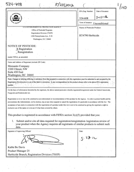 US EPA, Pesticide Product Label, RT4790 HERBICIDE, 05/23/2012