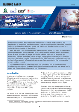 Sustainability of Indian Investments in Afghanistan