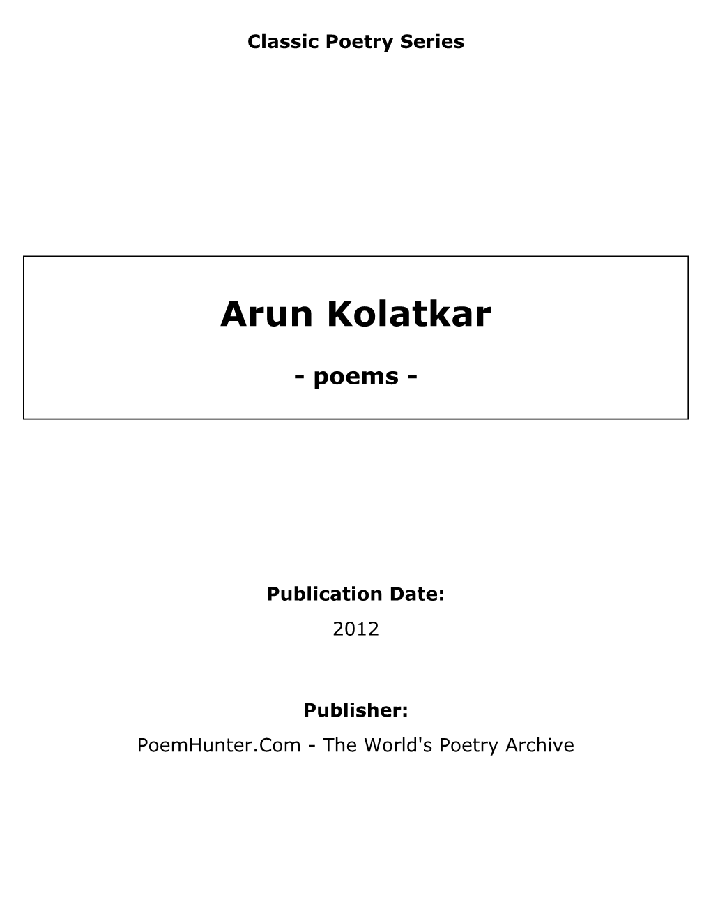 Arun Kolatkar