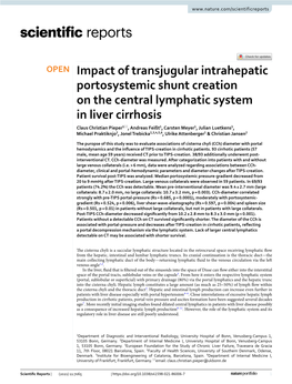 Impact of Transjugular Intrahepatic Portosystemic Shunt Creation on The