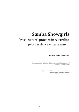 Samba Showgirls Cross-Cultural Practice in Australian Popular Dance Entertainment