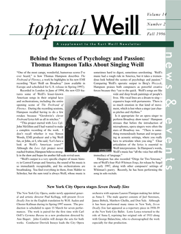 Topical Weill: News and Events