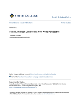 Franco-American Cultures in a New World Perspective