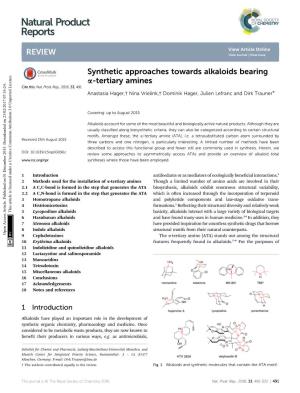 Synthetic Approaches Towards Alkaloids Bearing Α-Tertiary Amines