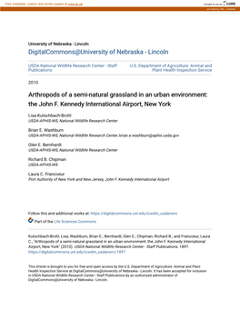 Arthropods of a Semi-Natural Grassland in an Urban Environment: the John F