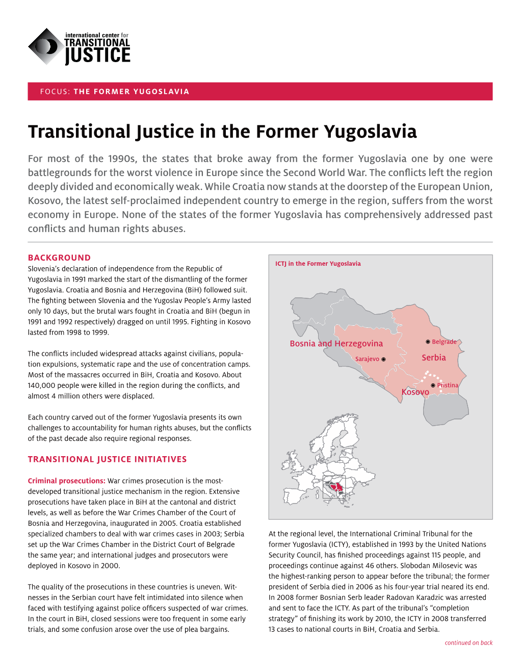 Transitional Justice in the Former Yugoslavia