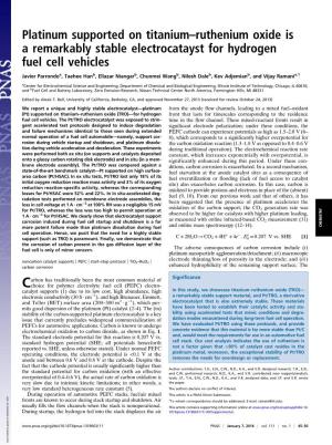 Platinum Supported on Titanium–Ruthenium Oxide Is a Remarkably Stable Electrocatayst for Hydrogen Fuel Cell Vehicles