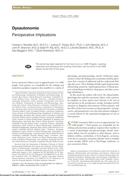 Dysautonomiaperioperative Implications