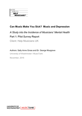 Can Music Make You Sick? Music and Depression