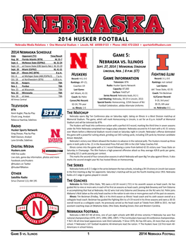 2014 HUSKER FOOTBALL Game 5: Nebraska Vs. Illinois