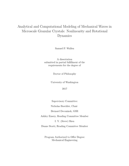 Analytical and Computational Modeling of Mechanical Waves in Microscale Granular Crystals: Nonlinearity and Rotational Dynamics