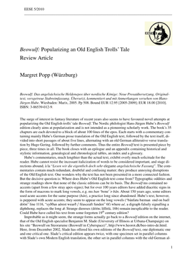 Beowulf: Popularizing an Old English Trolls' Tale Review Article Margret