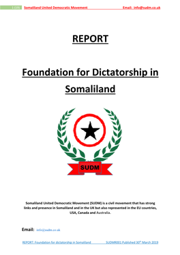 REPORT Foundation for Dictatorship in Somaliland