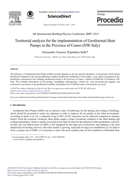 Territorial Analysis for the Implementation of Geothermal Heat Pumps in the Province of Cuneo (NW Italy)