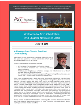 Welcome to ACC Charlotte's 2Nd Quarter Newsletter 2018