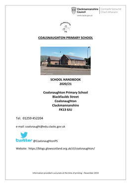 Coalsnaughton Primary School School Handbook