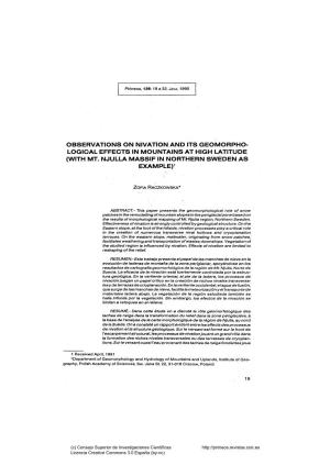 Observations on Nivation and Its Geomorphological Effects