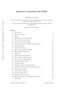 Quantum Computing with NMR; Only Very Selective References Are Given for Each Spin System