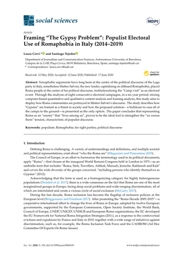 Framing “The Gypsy Problem”: Populist Electoral Use of Romaphobia in Italy (2014–2019)