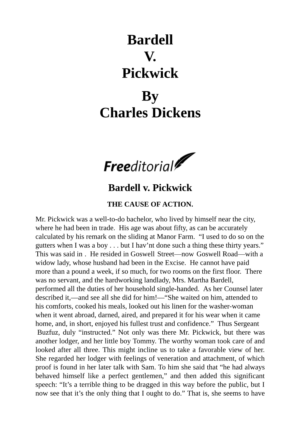 Bardell V. Pickwick