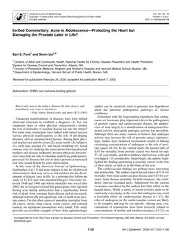 Acne in Adolescence—Protecting the Heart but Damaging the Prostate Later in Life?