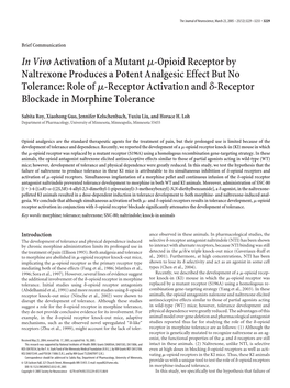 In Vivoactivation of a Mutantμ-Opioid Receptor by Naltrexone Produces A