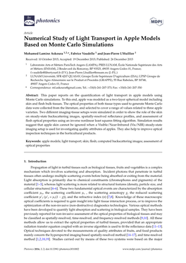Numerical Study of Light Transport in Apple Models Based on Monte Carlo Simulations
