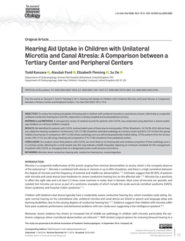 Hearing Aid Uptake in Children with Unilateral Microtia and Canal Atresia: a Comparison Between a Tertiary Center and Peripheral Centers