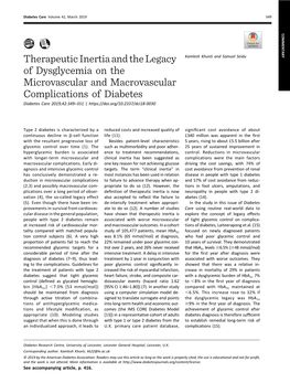 Therapeutic Inertia and the Legacy of Dysglycemia on the Microvascular